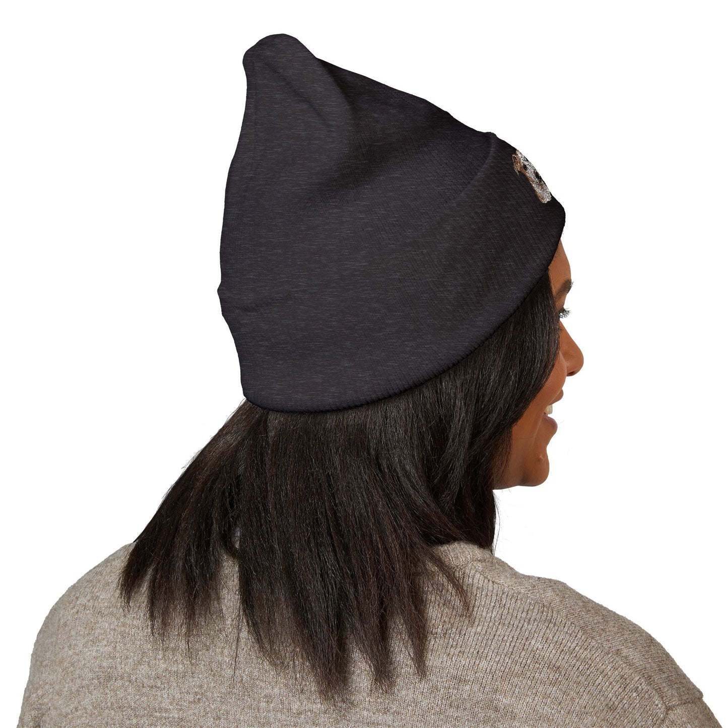 Anxious Whippet Embroidered Beanie | Cuffed Knit Hat