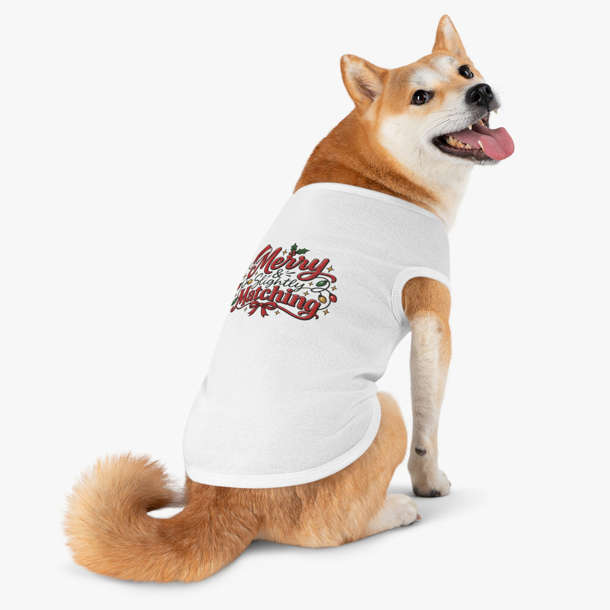 Pet Tshirt — "Merry Slightly Matching" Christmas Dog Shirt family pajama set