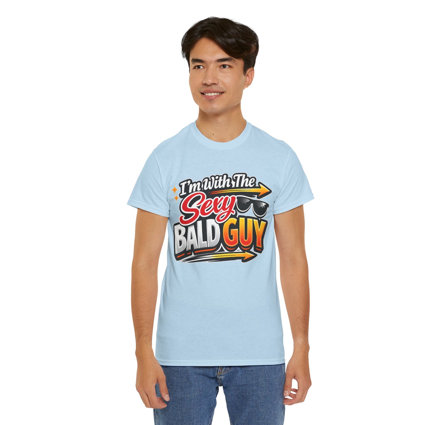 I'm With The Sexy Bald Guy T-Shirt | Funny Novelty Shirt, Sunglasses Graphic