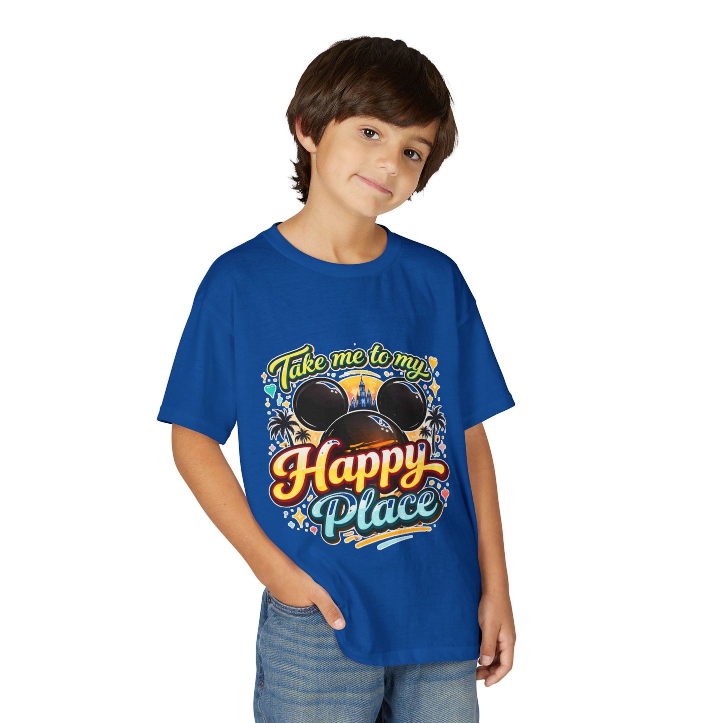 Take Me To My Happy Place Youth T-Shirt | Mickey Ears Sunset Theme