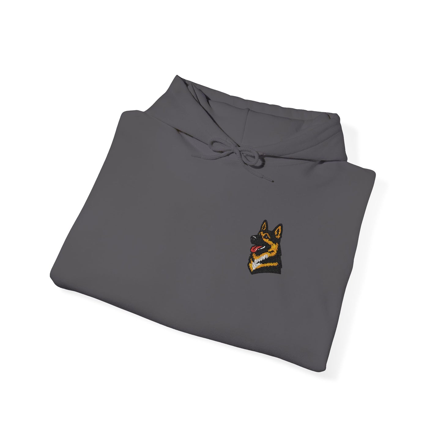 German Shepherd embroidered design on hooded sweatshirt