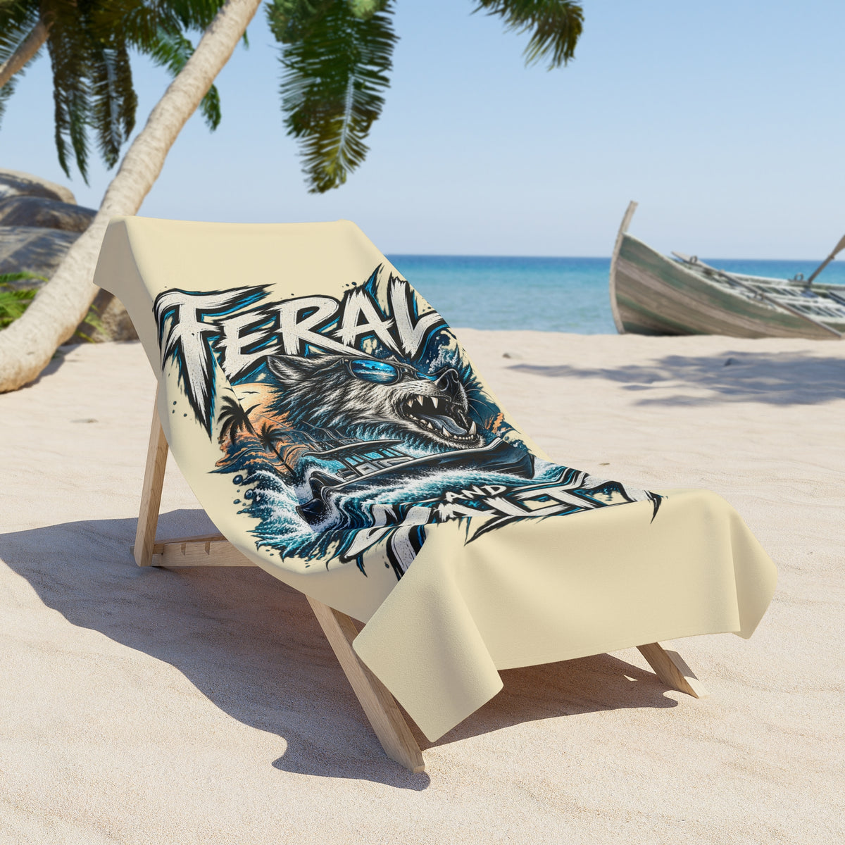 Feral and Salty Boat Beach Towel — Bold Surf & Coastal Vibes