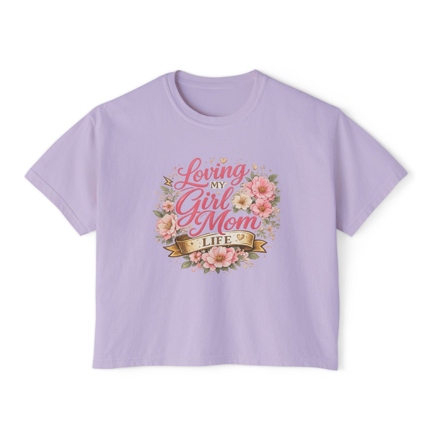 Loving My Girl Mom Life tee | Floral Mom Shirt, Motherhood Typography, boxy fit tee