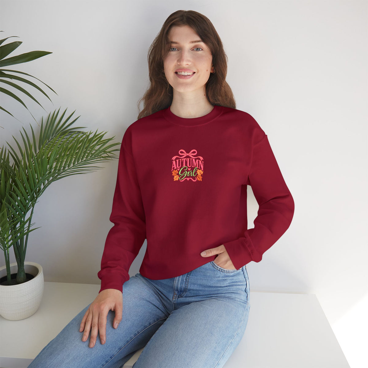 Autumn Girl 2026 Fall embroidered Unisex Heavy Blend™ Crewneck Sweatshirt