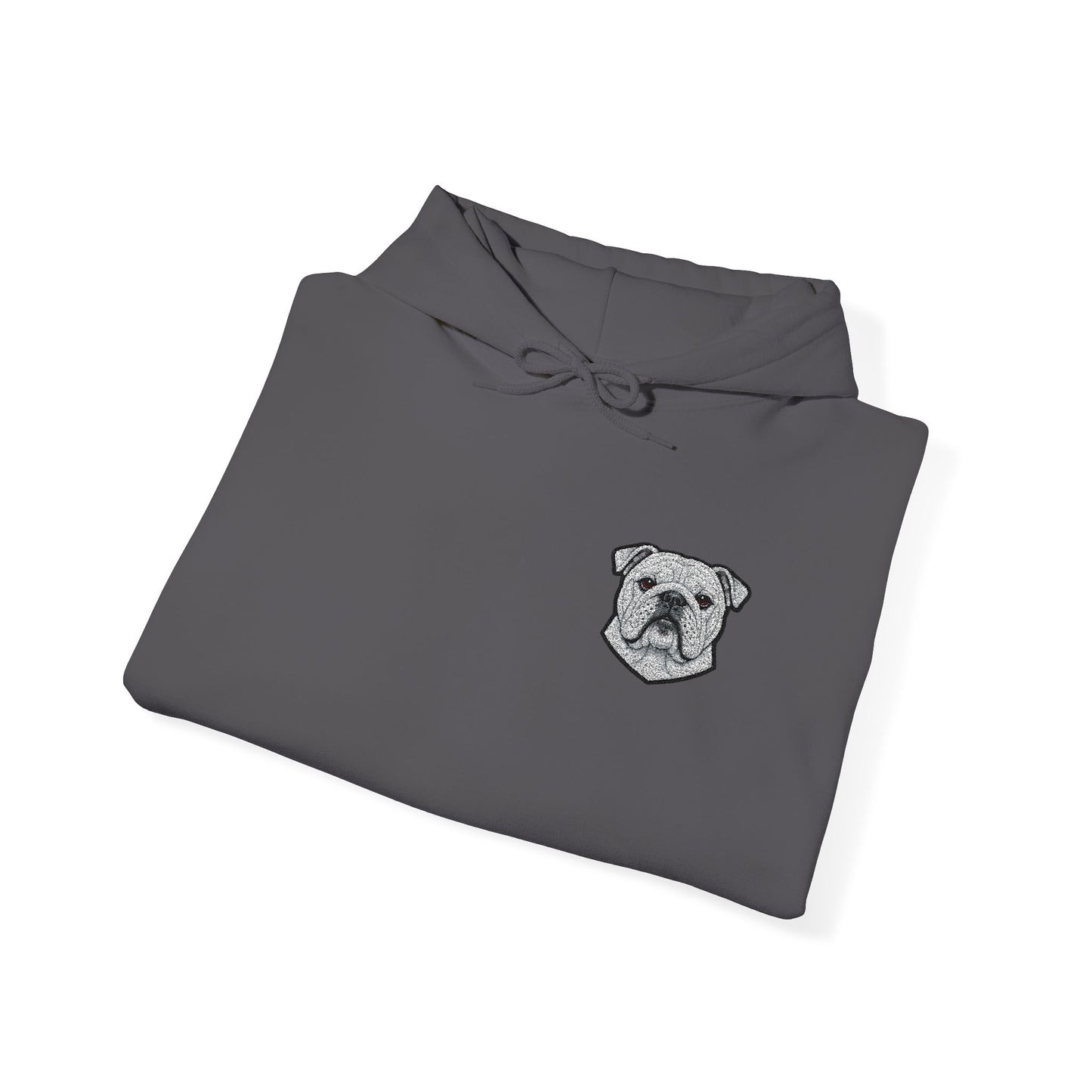 English Bulldog embroidered design on hooded sweatshirt
