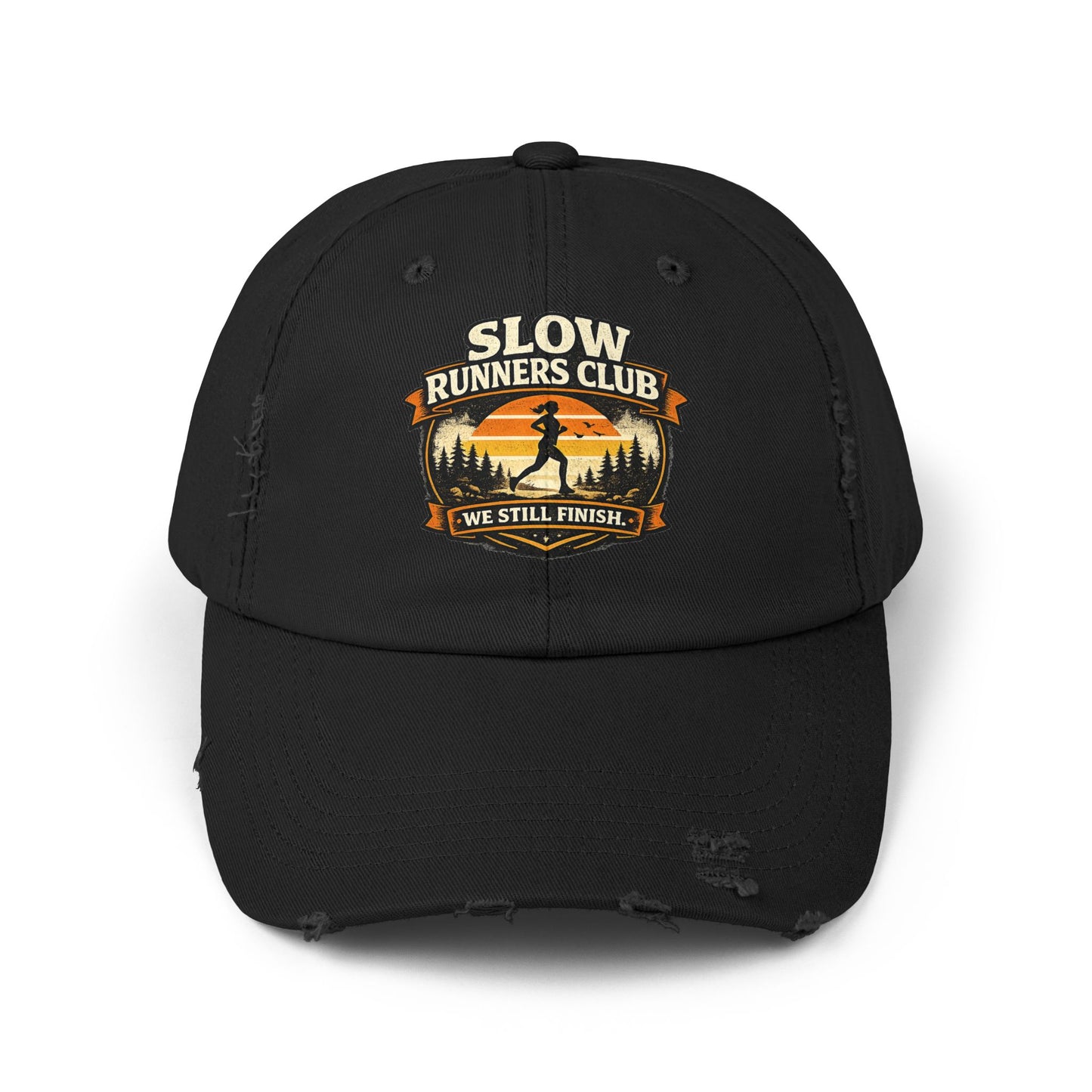 Slow Runners Club cap  We still finish | Distressed Running Hat, Funny Runner Logo