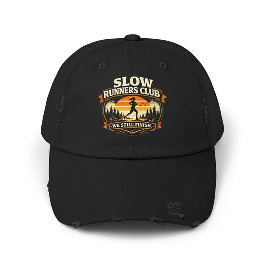 Slow Runners Club cap  We still finish | Distressed Running Hat, Funny Runner Logo