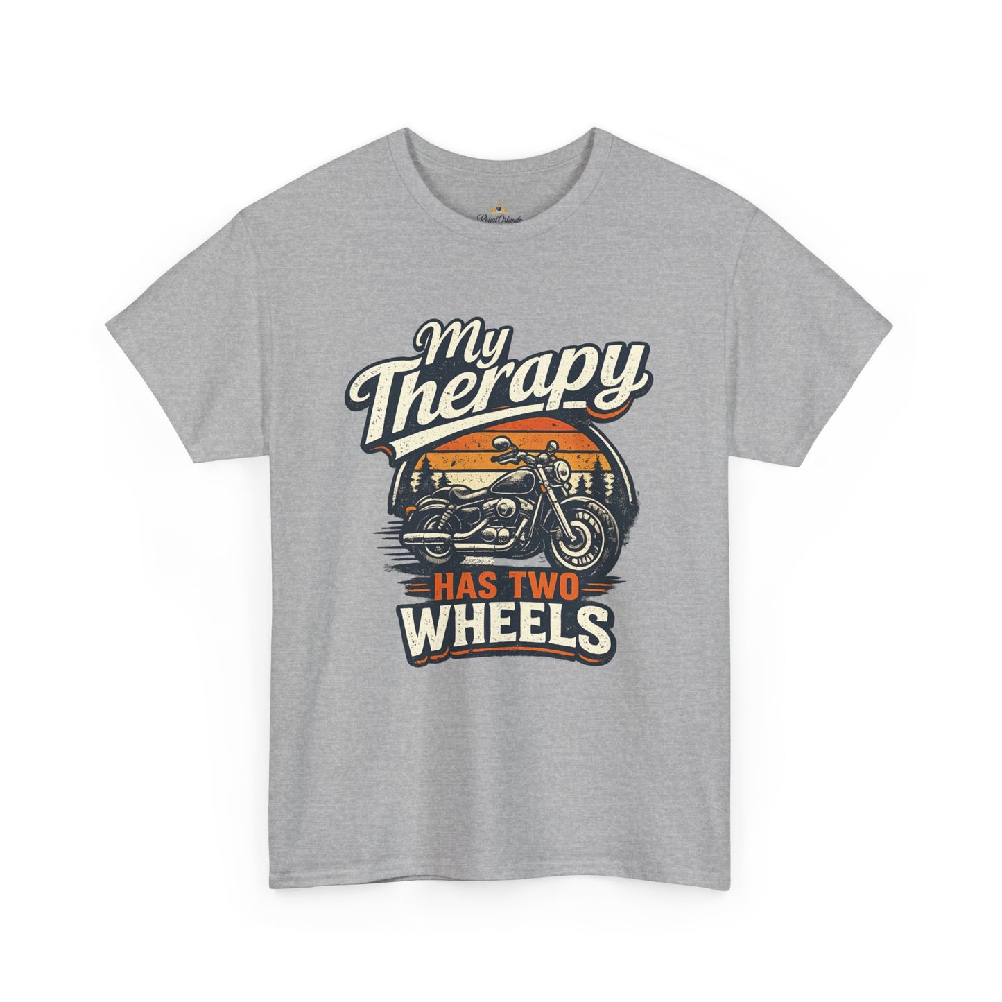 My Therapy Has Two Wheels Motorcycle Tee | Biker Riding Sunset Design