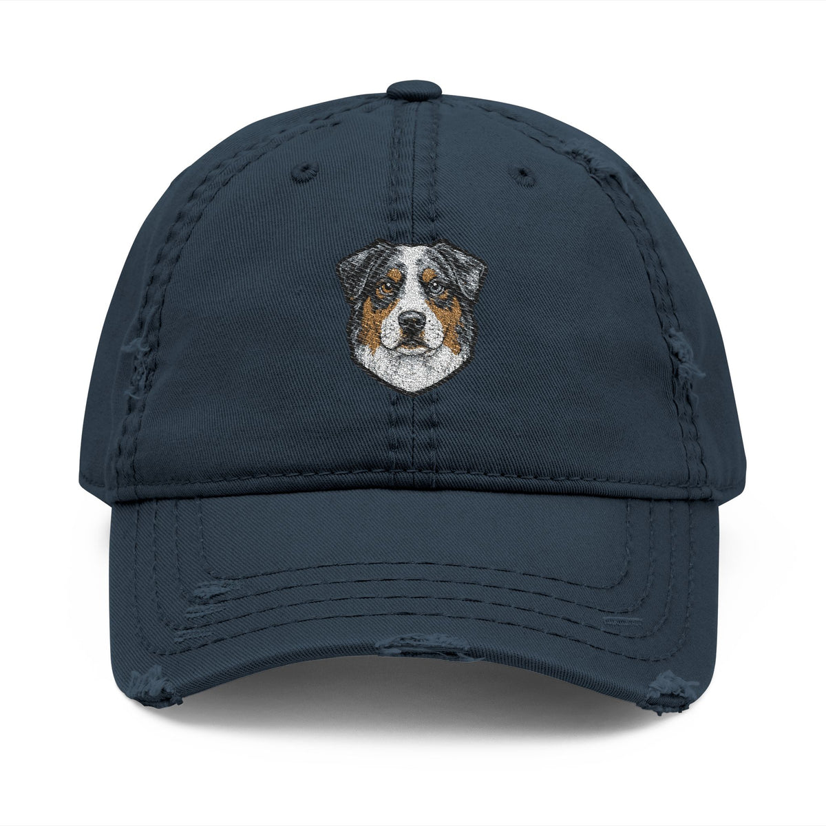 Australian Shepherd Portrait Hat | Embroidered Distressed Dad Hat