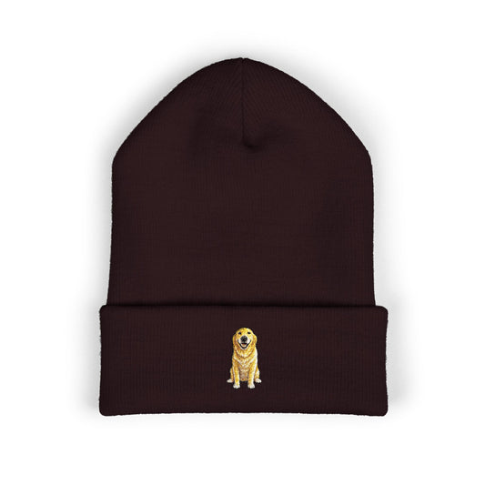 Yellow Labrador  Embroidery Beanie | Cuffed Knit Hat