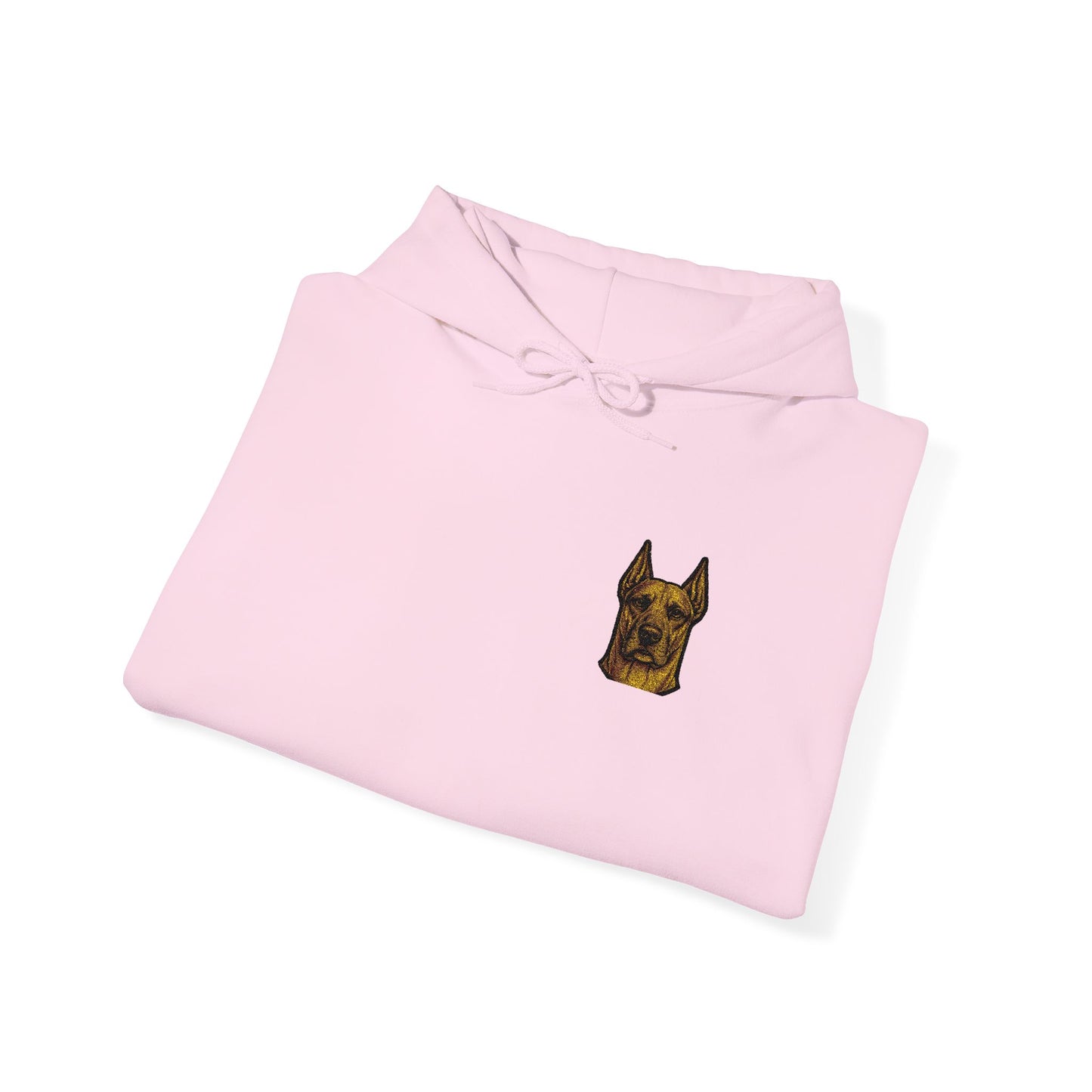 Great Dane embroidered design on hooded sweatshirt
