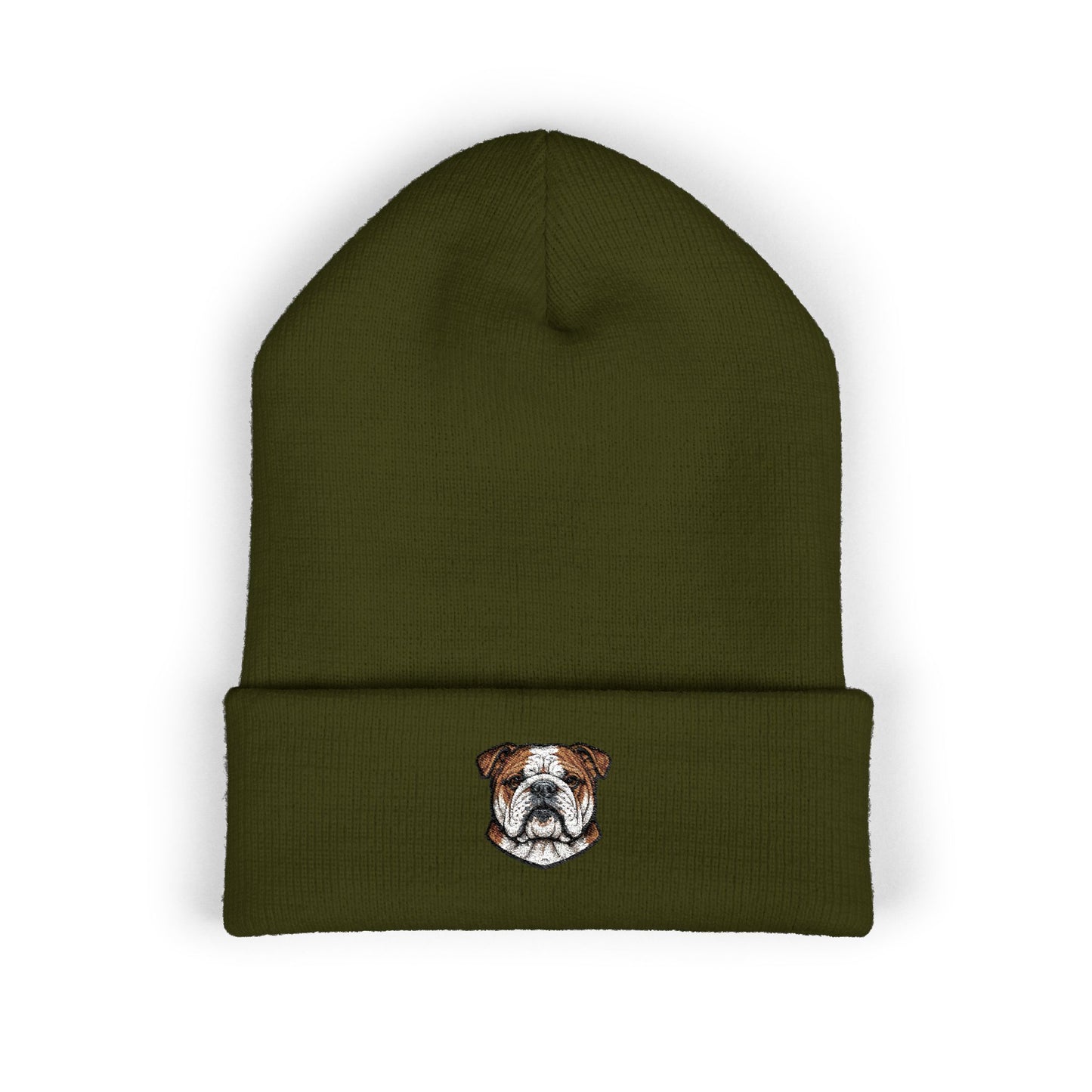 English Bulldog Embroidered Beanie | Cuffed Knit Hat