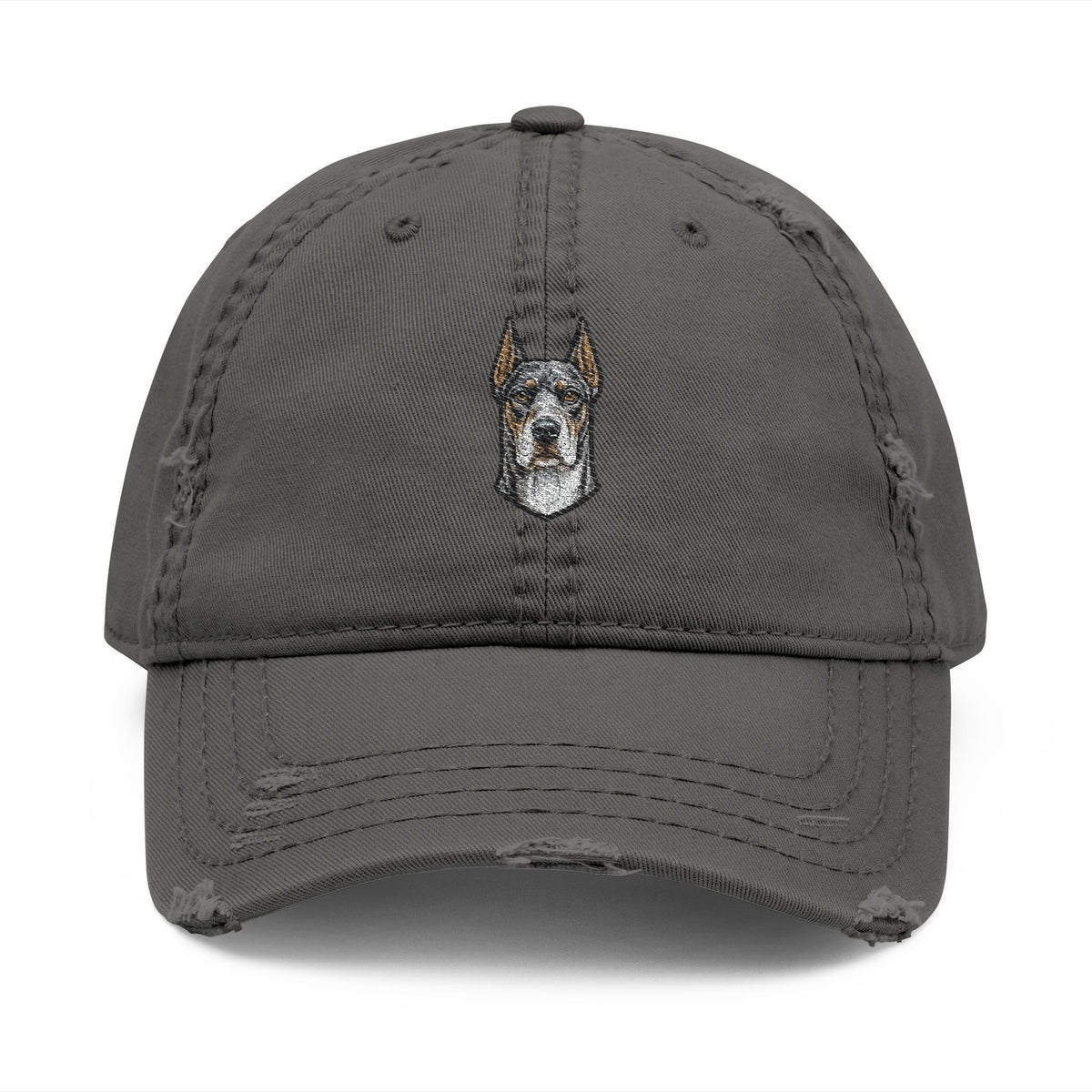 Great Dane Embroidered Hat | Distressed Dad Hat, Dog Face Baseball Cap