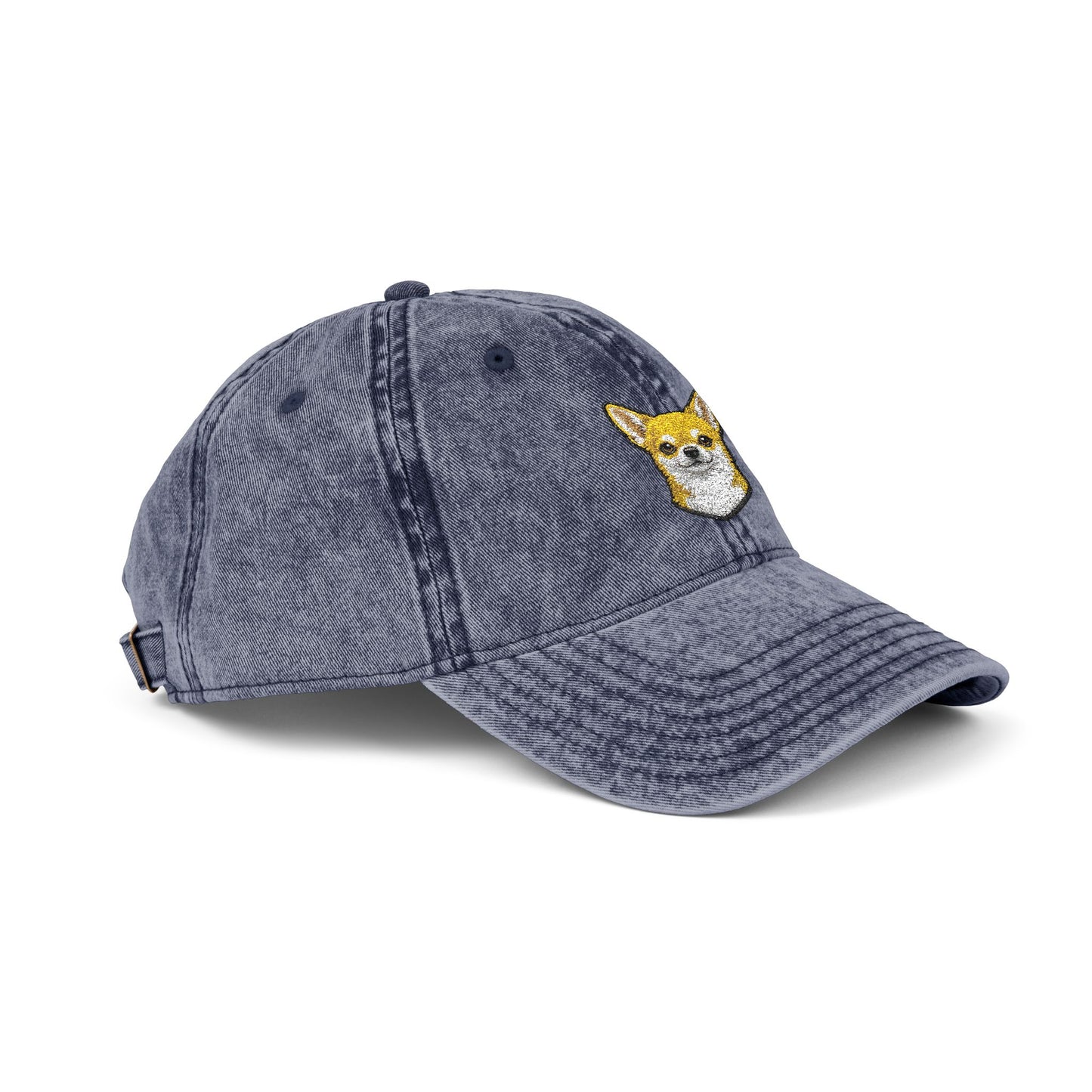 Embroidered Chihuahua Dog Face Cap | Vintage Washed Baseball Hat