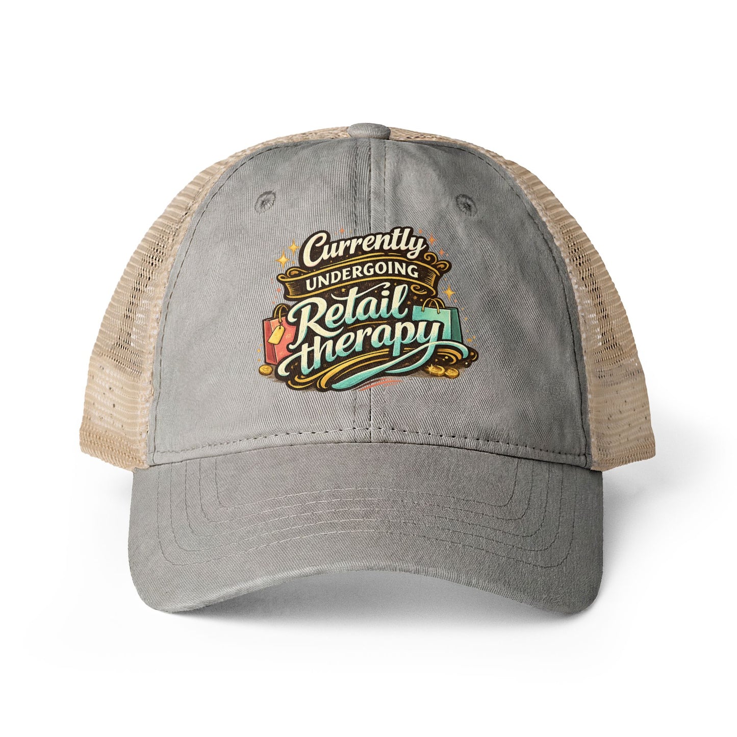 Women's Washed Mesh-Back hat Retail Therapy humorous ball cap
