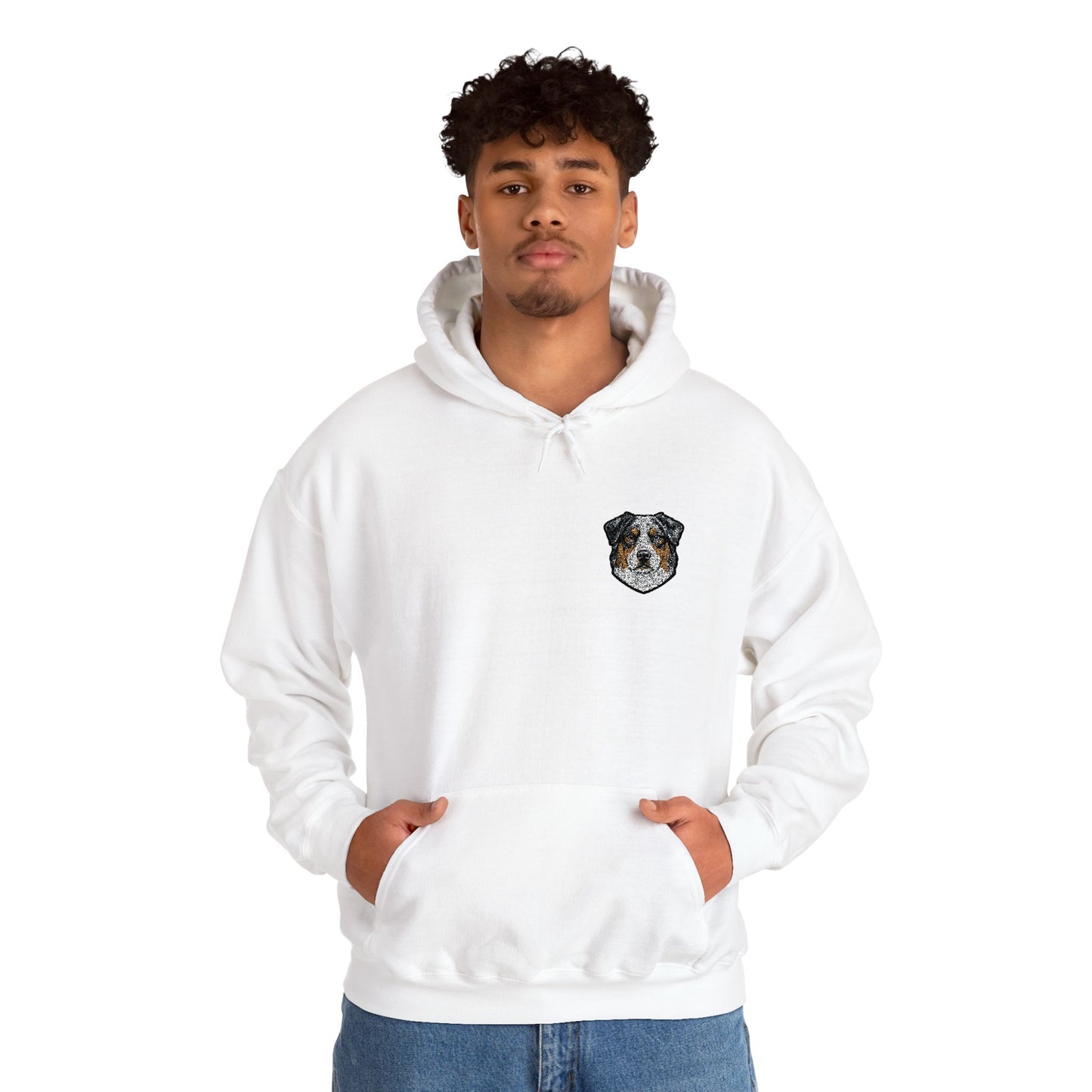 Australian Shepherd embroidered design on hooded sweatshirt