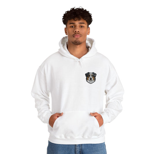 Australian Shepherd embroidered design on hooded sweatshirt
