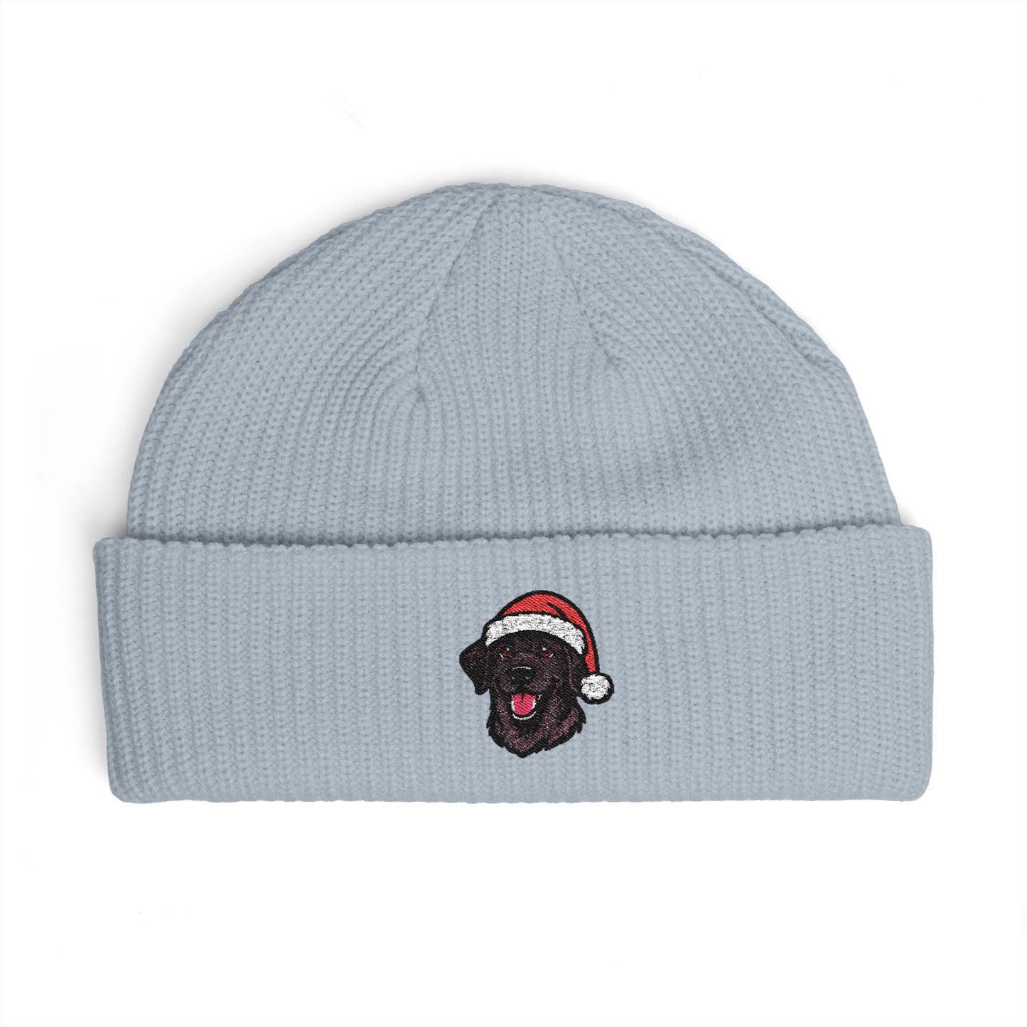 Cuffed Beanie — Embroidered Labrador Dog in Santa Hat Winter cap