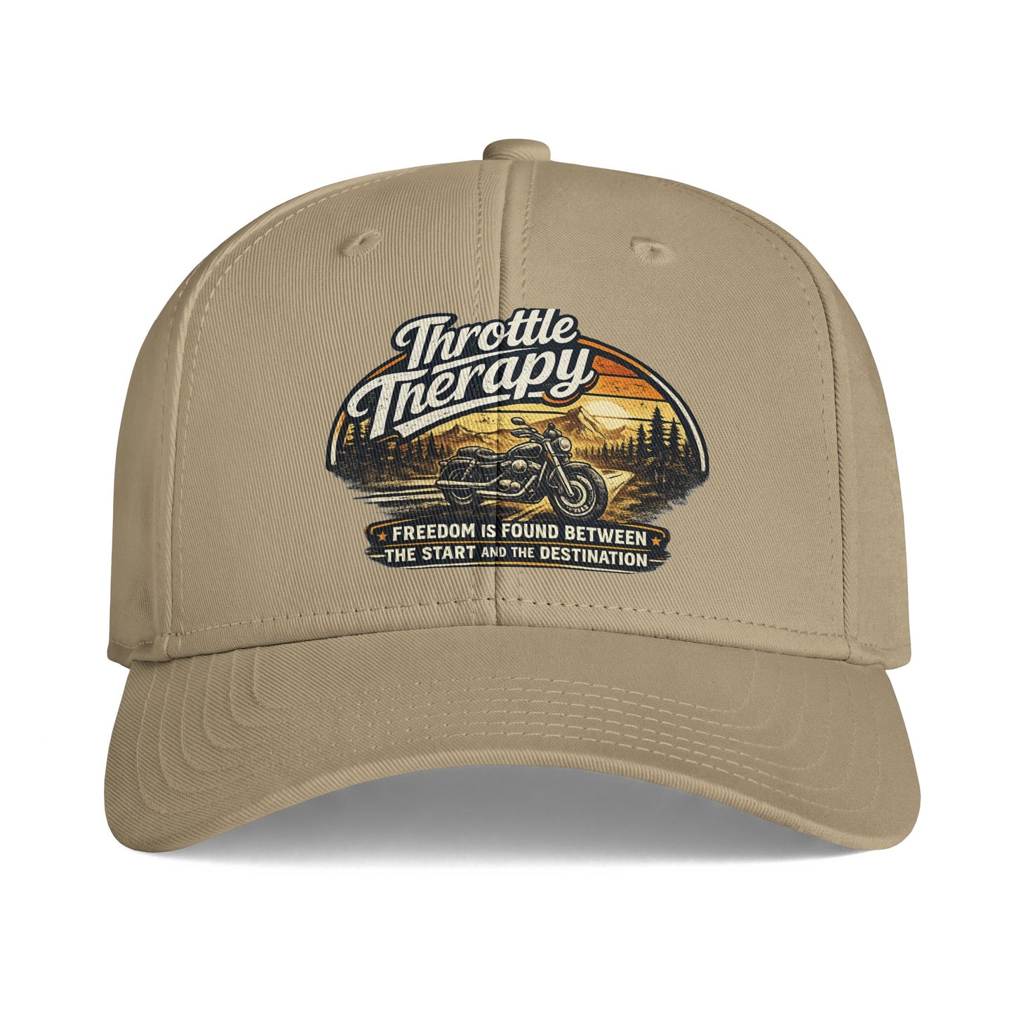 Throttle Therapy Motorcycle Adventure Hat | Vintage Biker Truck, Scenic Road