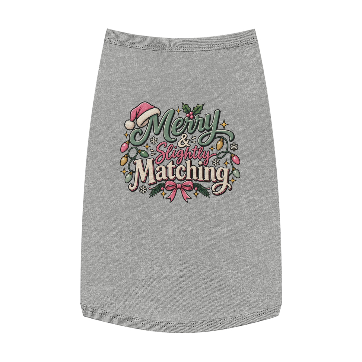 Merry & Slightly Matching Pet Tank Top — Holiday Dog Tee- Part of friends or family matching holiday tee set