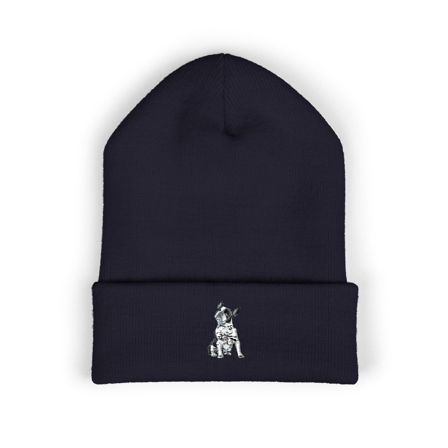 French Bulldog Embroidered Beanie | Cuffed Knit Hat