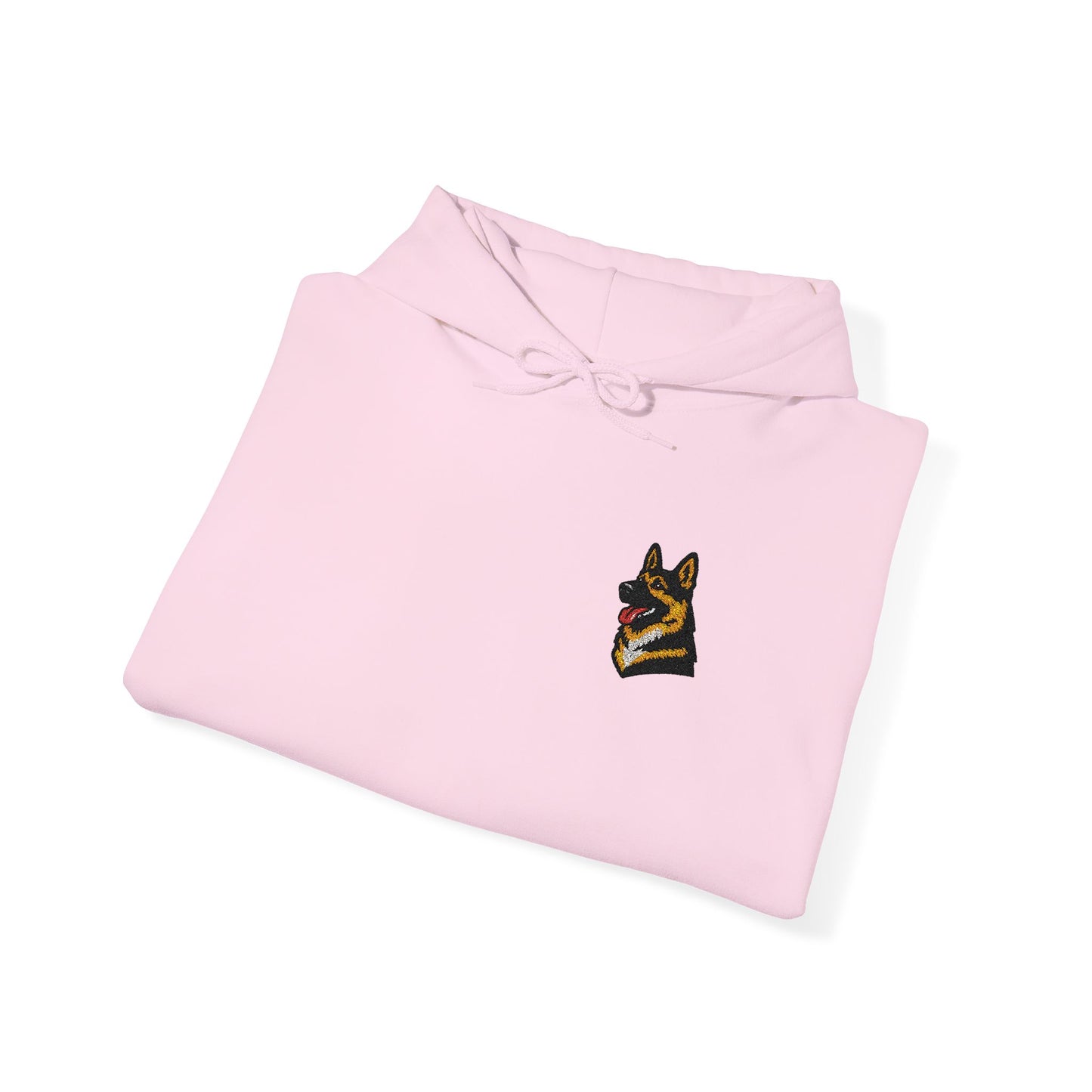 German Shepherd embroidered design on hooded sweatshirt