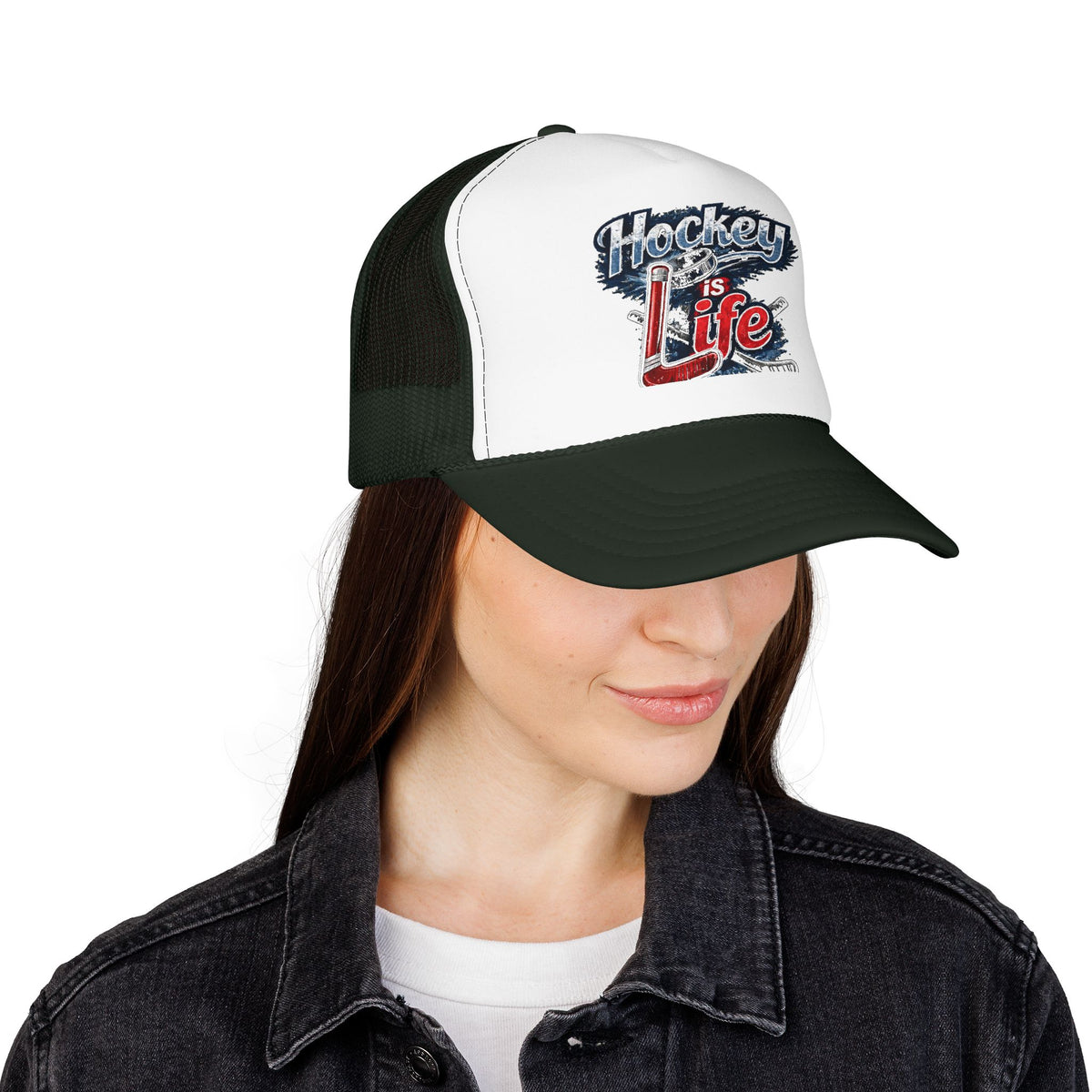 Hockey is Life Foam Trucker Hat | Hockey Text Patch Cap