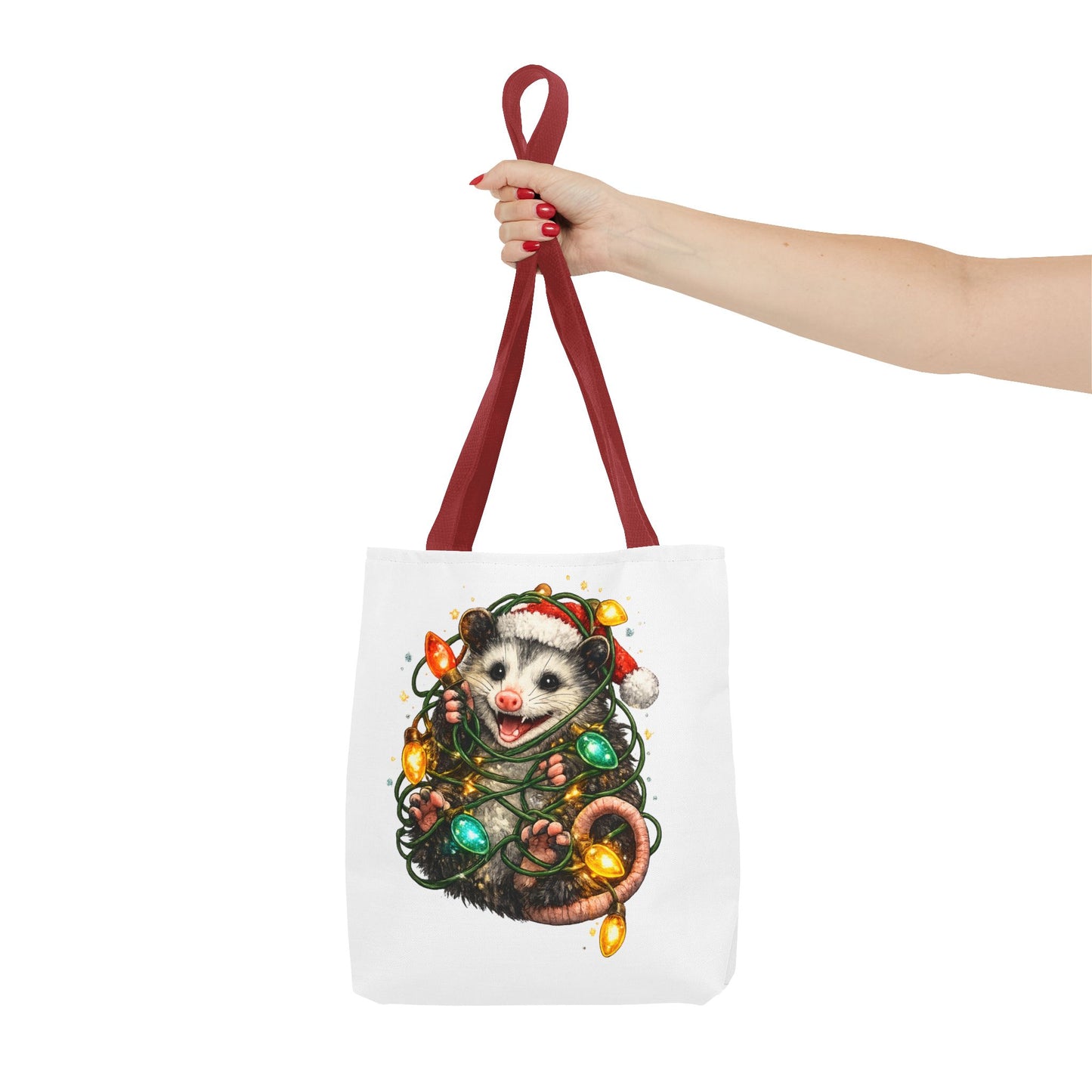 Christmas Opossum Tote Bag — Cute Holiday Animal Holiday Shopping Bag