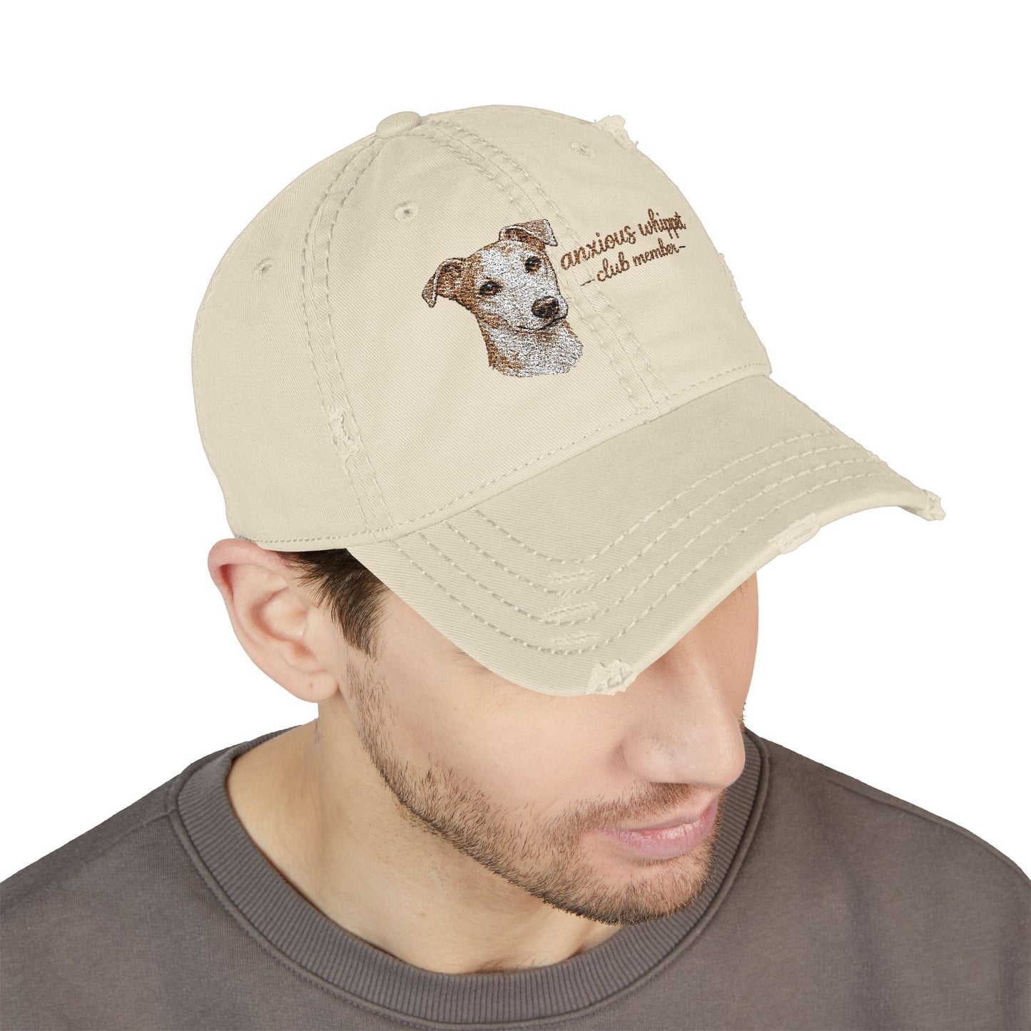 Anxious Whippet Embroidered Dog hat