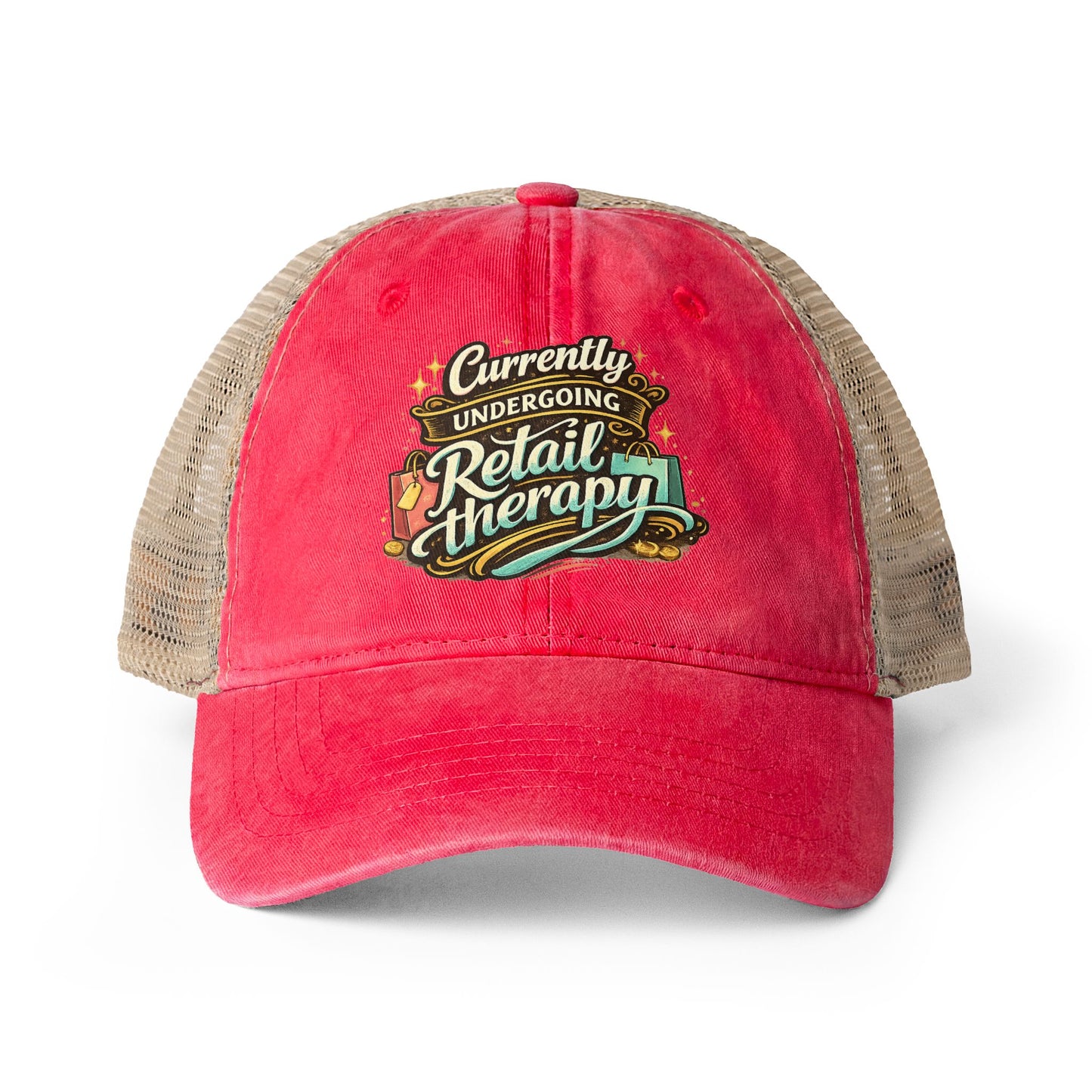 Women's Washed Mesh-Back hat Retail Therapy humorous ball cap