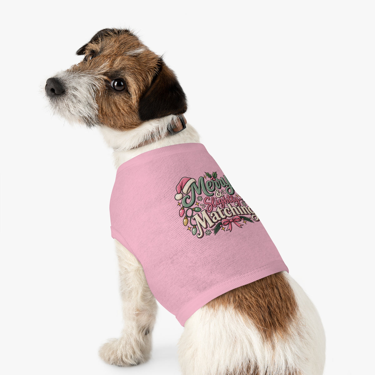 Merry & Slightly Matching Pet Tank Top — Holiday Dog Tee- Part of friends or family matching holiday tee set