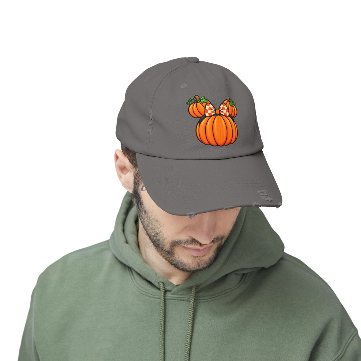 Fall Pumpkin  Ears Cap | Distressed Baseball Hat, Halloween Fall