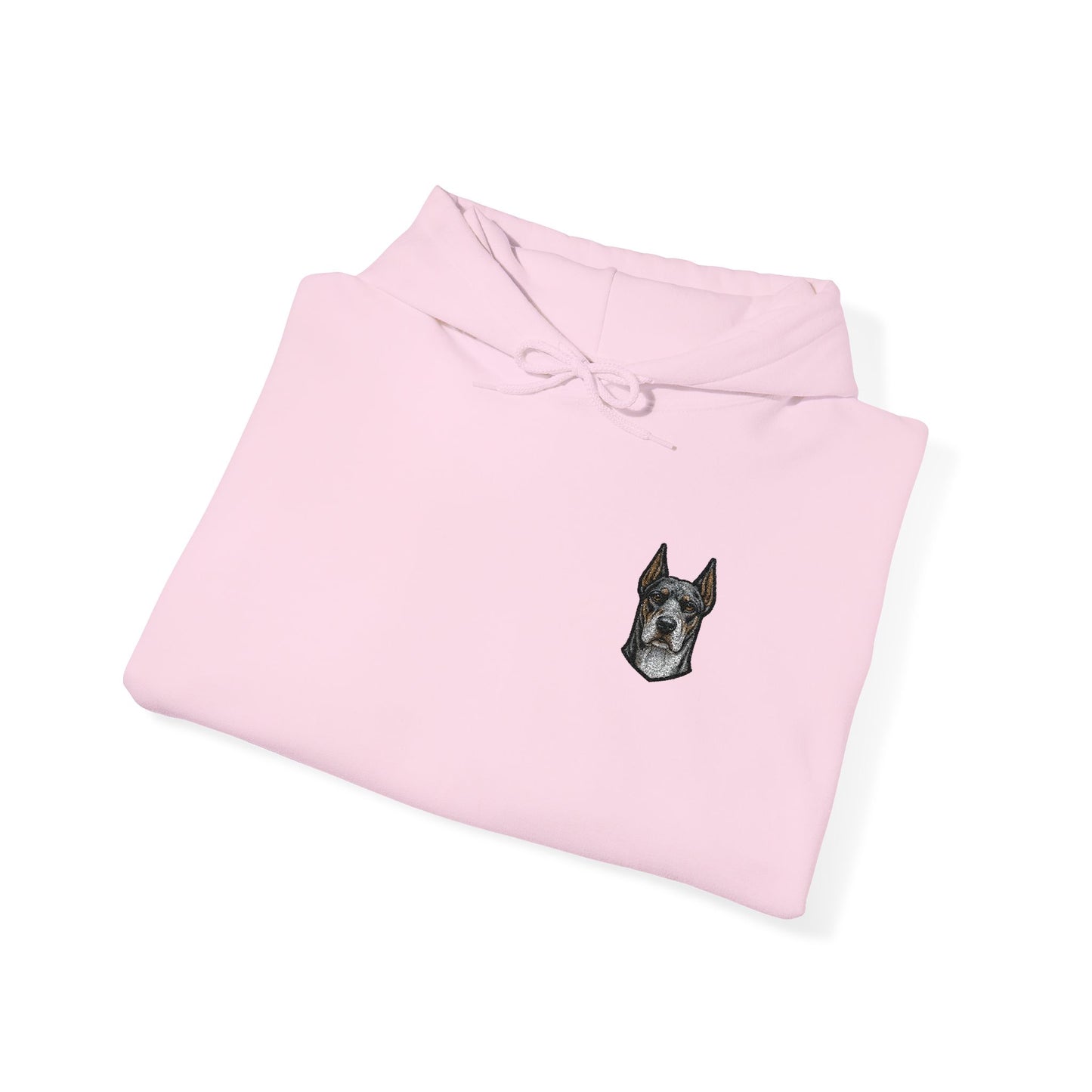 Great Dane embroidered design on hooded sweatshirt