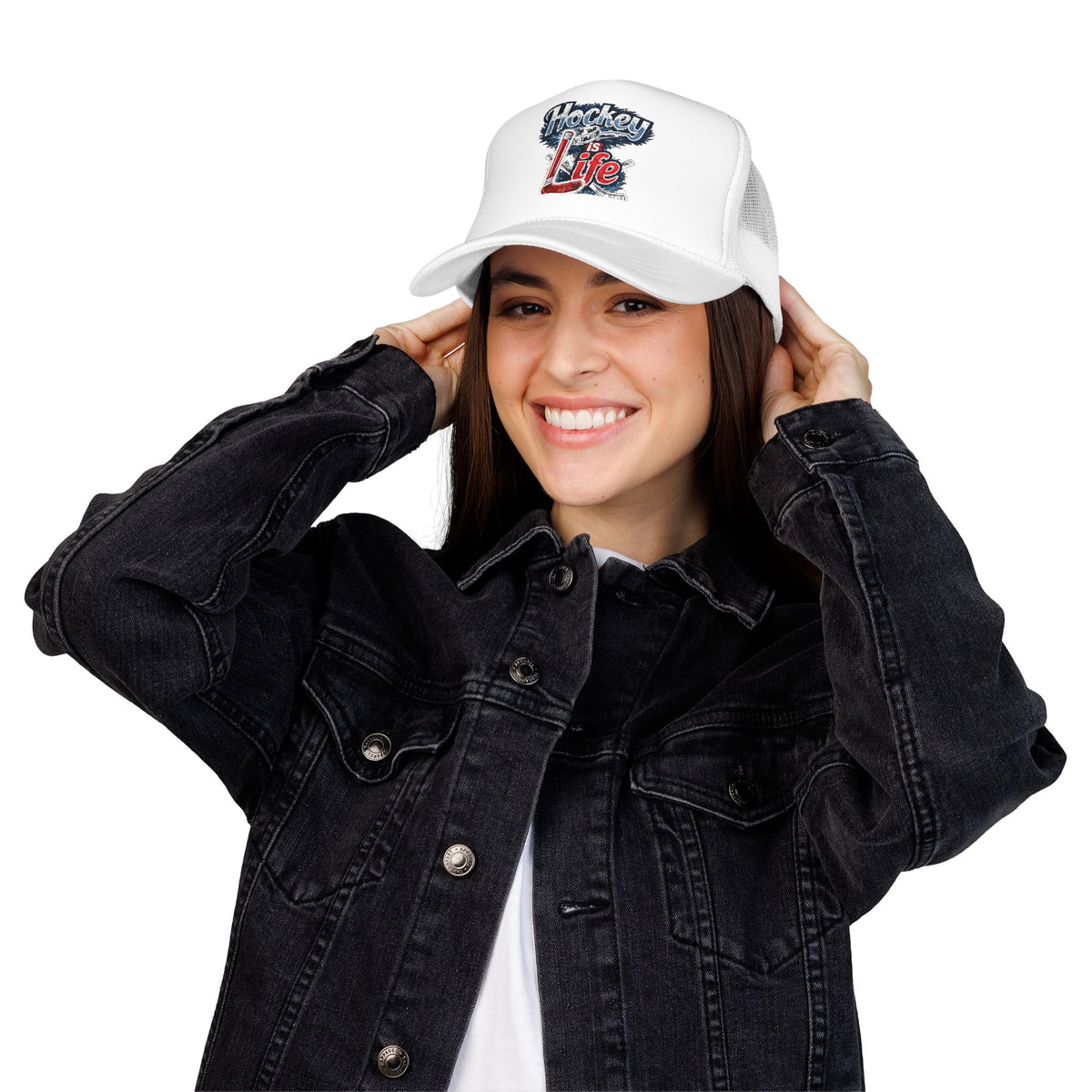 Hockey is Life Foam Trucker Hat | Hockey Text Patch Cap