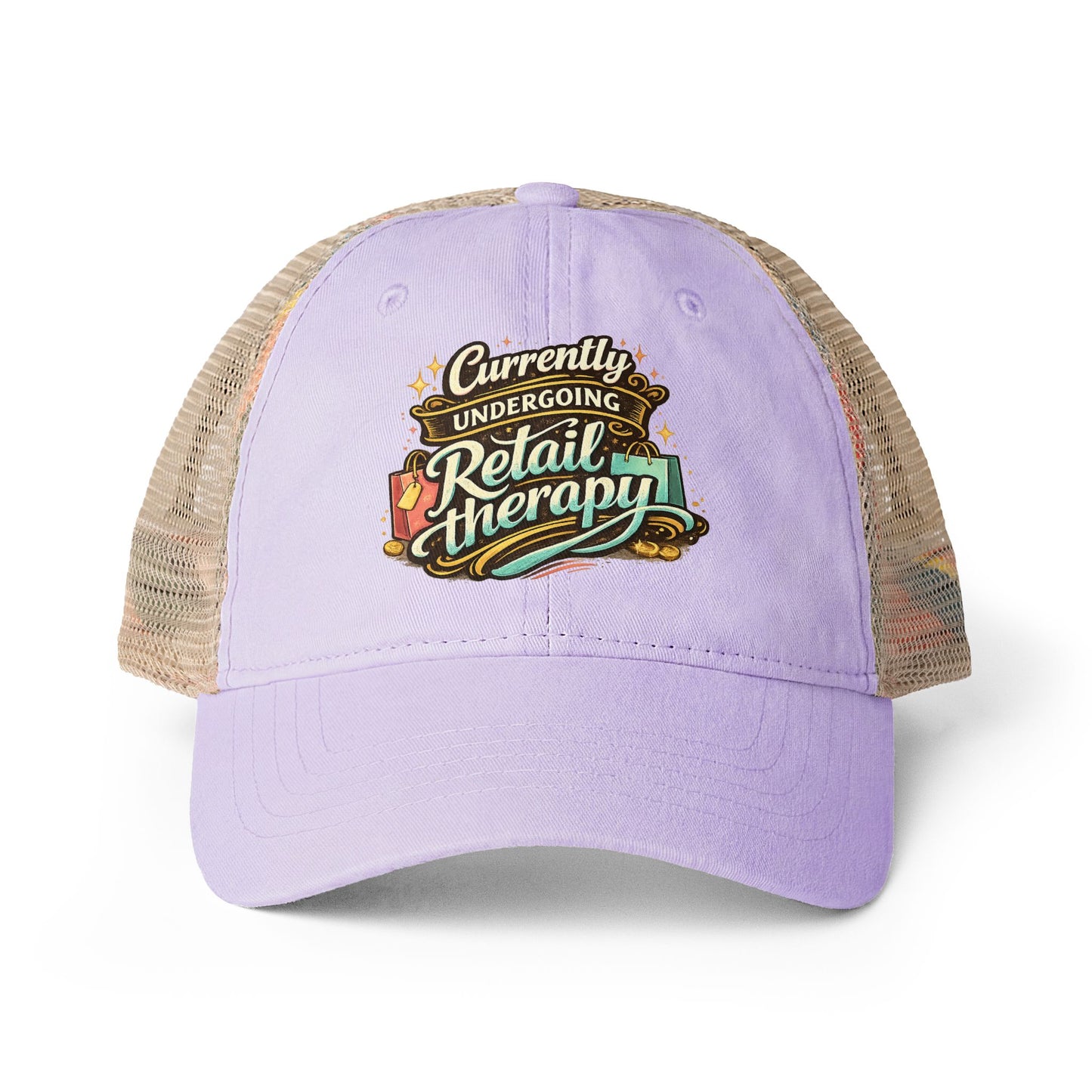 Women's Washed Mesh-Back hat Retail Therapy humorous ball cap