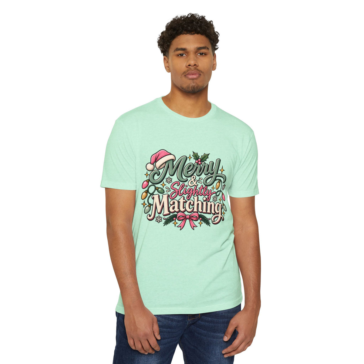 Christmas T-Shirt — "Merry & Slightly Matching" Festive Holiday Tee- Family pajamas