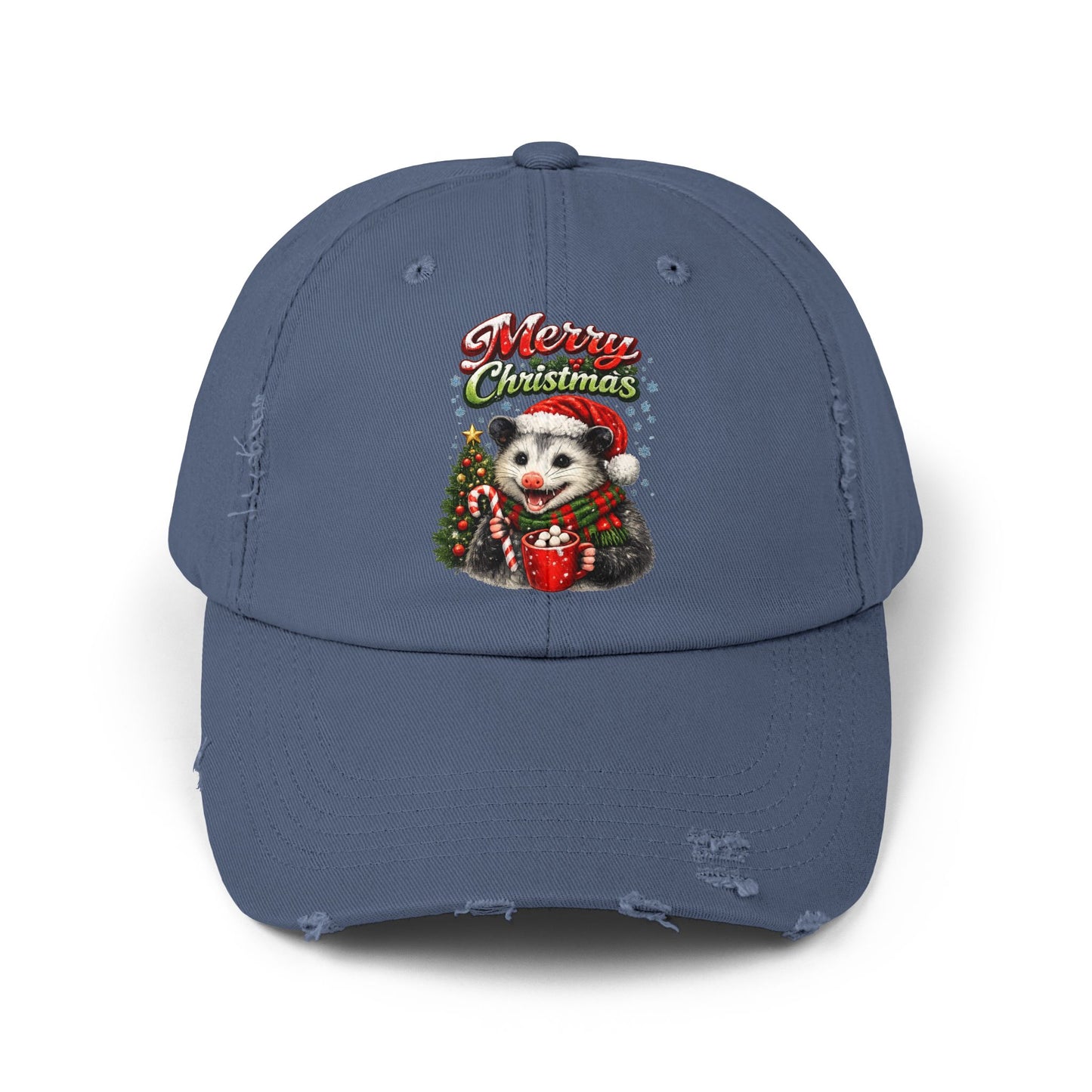 Merry Christmas Opossum Hat — Distressed Holiday Cap