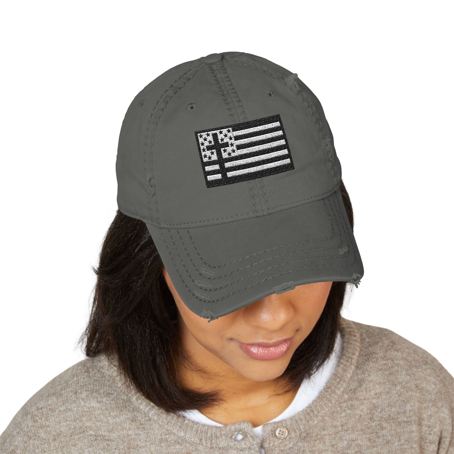 Distressed Embroidered American Flag Dad Hat
