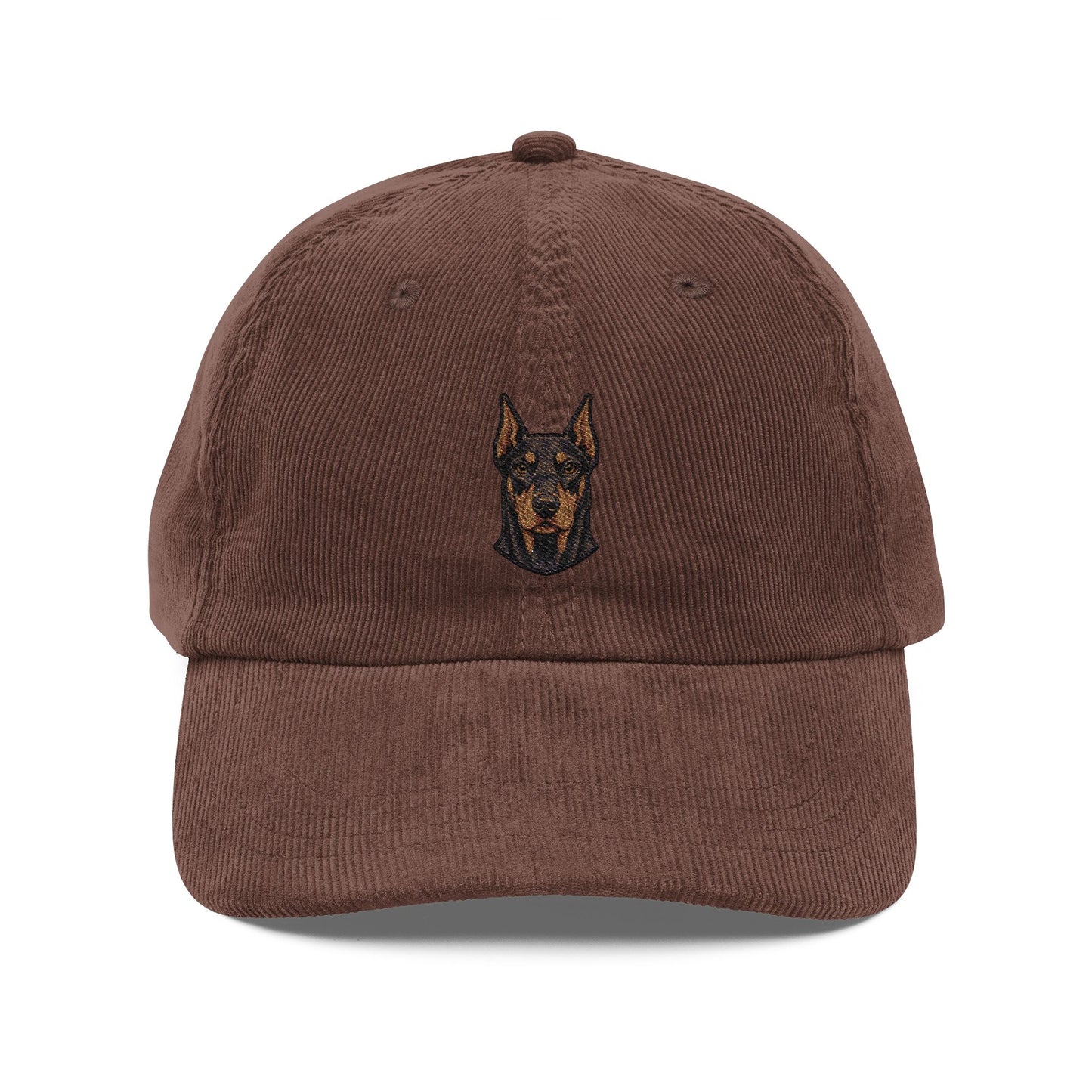 Embroidered Doberman Pinscher Dog Head Cap | Corduroy Hat