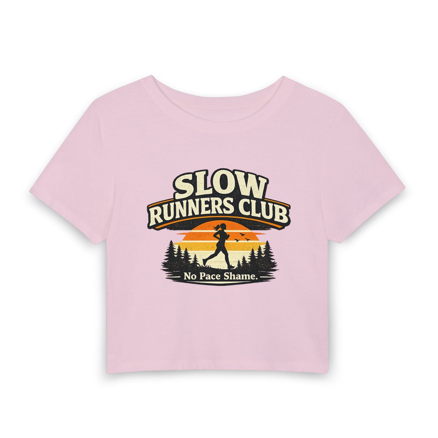 Slow Runners Club tee | Women's Baby Tee, No Pace Shame running design