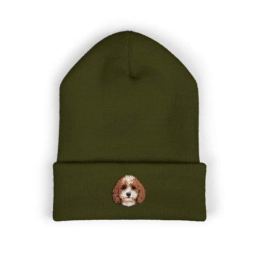 Cavapoo Dog Embroidered Beanie | Cuffed Knit Hat