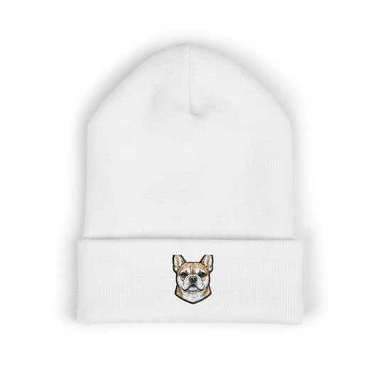 French Bulldog Embroidered Beanie | Cuffed Knit Hat