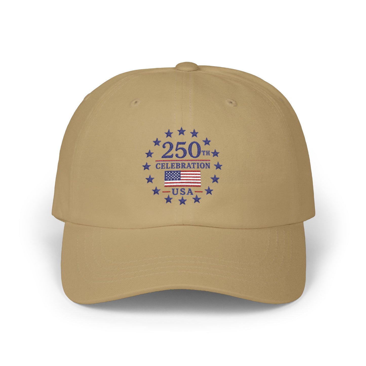 250th Celebration USA Embroidery Classic Dad Cap | Patriotic 13 Stars Emblem July 4th