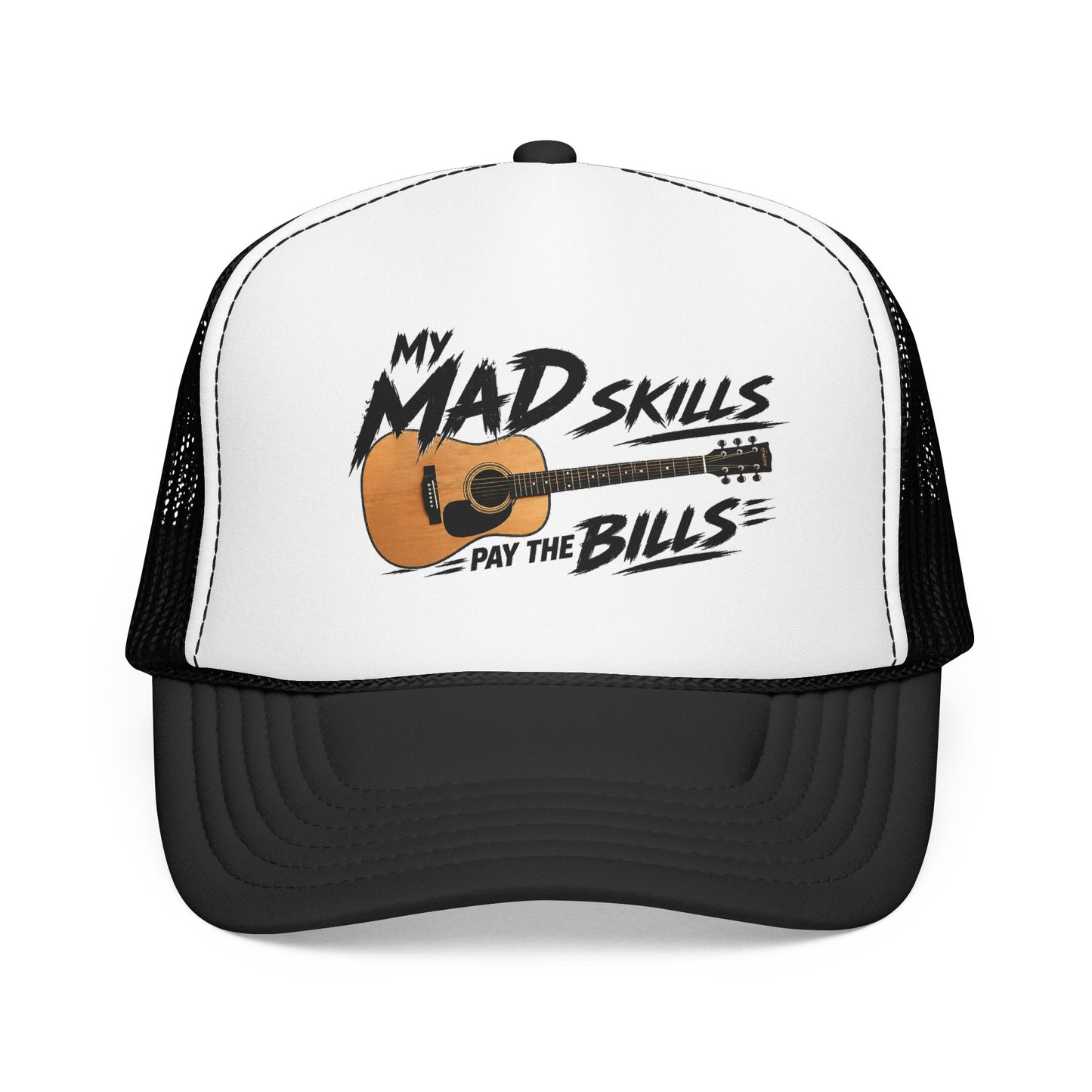 My Mad Skills Pay The Bills acoustic guitar trucker hat | musician humor