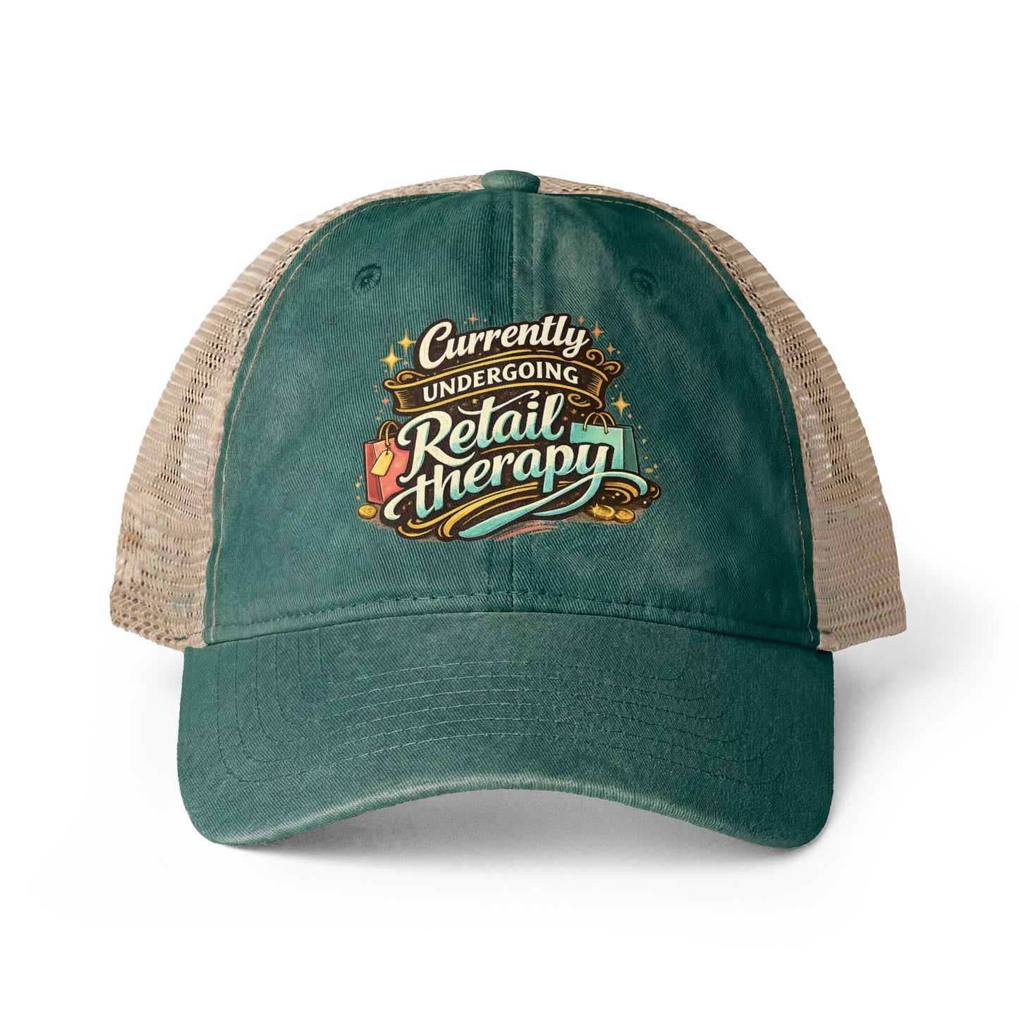 Women's Washed Mesh-Back hat Retail Therapy humorous ball cap
