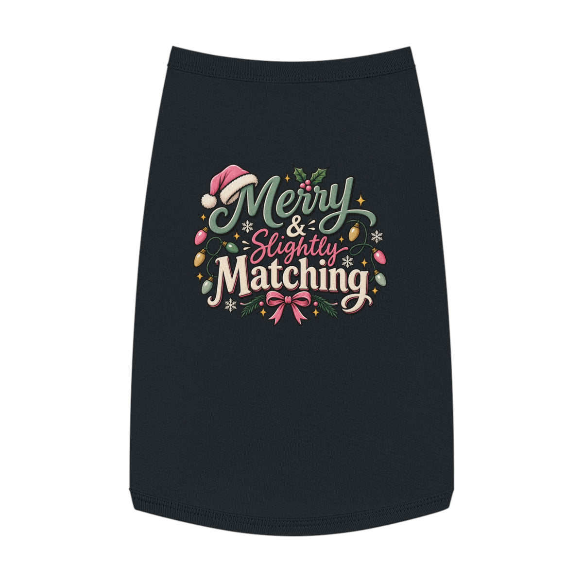 Merry & Slightly Matching Pet Tank Top — Holiday Dog Tee- Part of friends or family matching holiday tee set