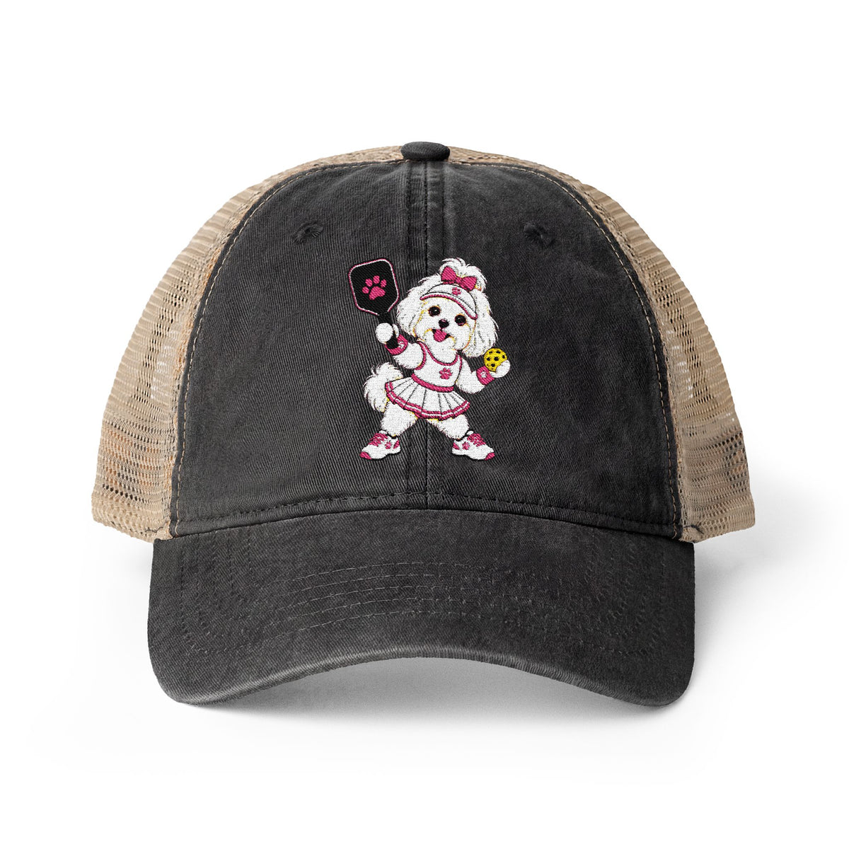 Pickleball Maltese Women's Washed Mesh-Back Cap