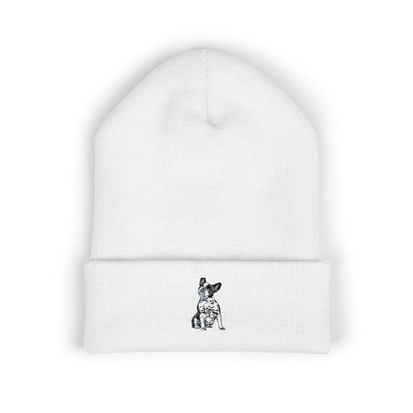French Bulldog Embroidered Beanie | Cuffed Knit Hat