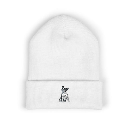 French Bulldog Embroidered Beanie | Cuffed Knit Hat