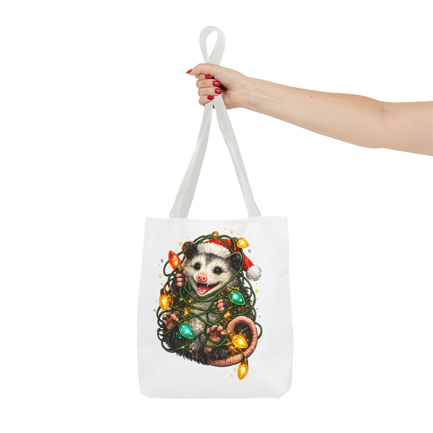 Christmas Opossum Tote Bag — Cute Holiday Animal Holiday Shopping Bag